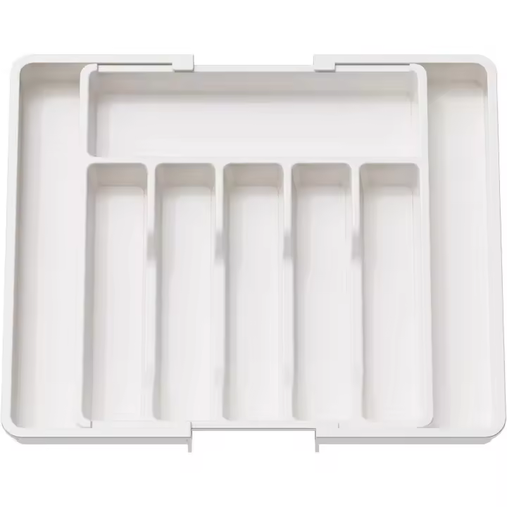 Organizador De Cubiertos, Bandeja Extensible Para Cubiertos, CajóN Para Utensilios De Cocina, Estante Para Cubiertos, Blanco - 1