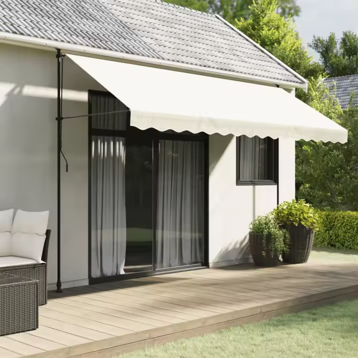 vidaXL Tela de cenefa de toldo de repuesto rayas crema 4 m - 1