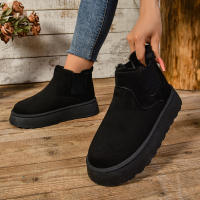 Botas Cortas De Peluche Para Mujer Invierno 2024 Calzado Casual Suela De Goma Material De Superficie CANVAS Lining PU Botas Chelsea De Tobillo Plataforma Sin Tacón - details 19