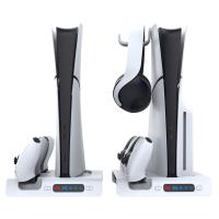 Base de refrigeración para consola PS5 Slim, soporte para Gamepad con flujo de aire de 3 velocidades, colgador de auriculares de carga con luces RGB - details 1