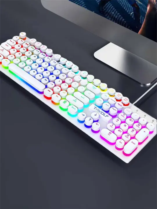 Teclado Deportivo Electrónico Luminoso T-WOLF Para Computadora Y Notebook Con Cable Teclado Mecánico De 104 Teclas Estilo Estándar Interfaz USB - 1