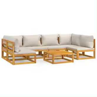 VIDAXL set de sofás y mesa para jardín de 7 piezas fabricado en madera de acacia con cojines gris claro vida xl - 1