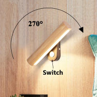Lámpara De Pared De Madera Rotativa Para Decoración Nórdica conInterruptor Luz LED Moderna Para Dormitorio Sala De Estar Estudio Material Madera Y Metal - details 0