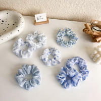 Set De Cinturones Elásticos Para El Cabello En Azul Y Blanco Con Estilos Chequered Polka Dot Floral Y Plisados Para Niñas Adecuado Para Moños Y Travadas - details 3