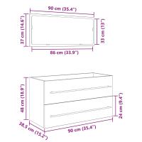 vidaXL Mueble de lavabo con espejo de roble negro 90x45x1,5 cm de madera elaborada - details 7