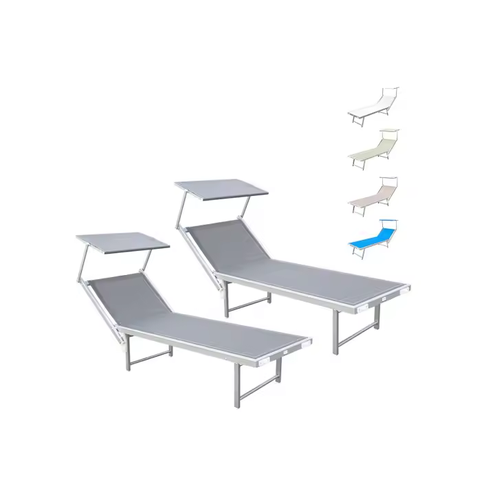 Mediawave Store 2 piezas de lujo mar Sunbed sombrilla reclinada aluminio 180X60X40 - 1