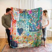 Manta De Flannel Con Estampado De Corazón Super Suave Y Cómoda Para Todas Las Estaciones Manta De Viaje Para Cama Sofa Camping - details 1