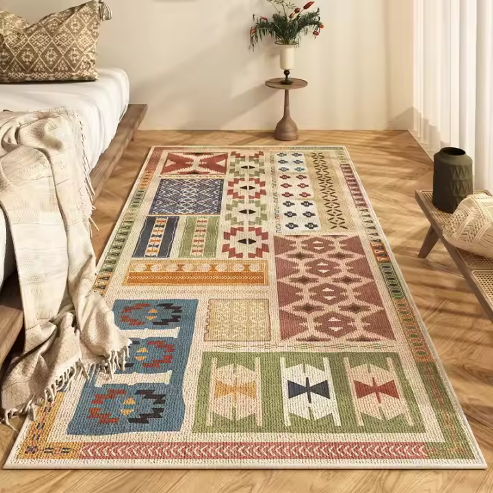 VIKAMA Alfombra Bohemia Estilo Luz Y Lujo Marruecos Boho Para Sala De Estar Dormitorio Cama Sofá Decoración Del Hogar Fácil De Limpieza Alfombra De Piso - 1