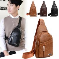 Nueva Bandolera De Cuero PU Para Hombre Bolsa De Pecho Para Viaje Cruzada Negra Estilo Casual Sling Bolsa De Hombro Mensajero - details 0