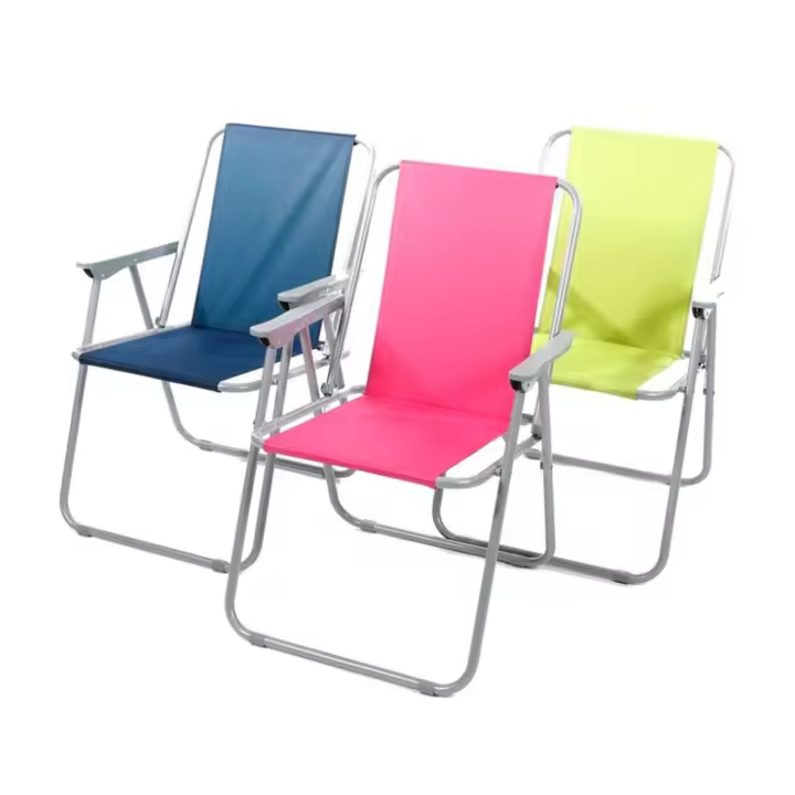 STARLEY-Silla de playa plegable, estructura metálica blanca y asiento de tela, ligera y resistente, máx. 100 kg, jardín, pesca, camping, 75 x 52 x 44 cm, color azul,verde limon,fucsia - 1