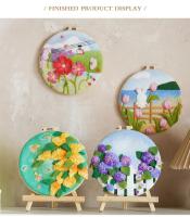 GATYZTORY Pintura De Lana Con Bordado Creativo Flores Marco De Lana Hecho a Mano DIY Decoración Del Hogar Pintura De Agujas - details 7