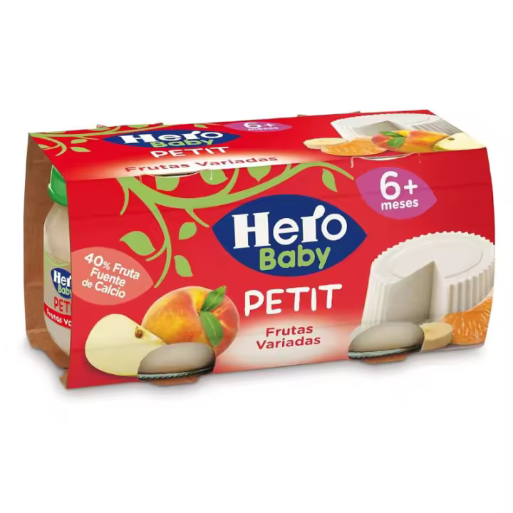 HERO BABY PETIT QUESO FRESCO Y FRUTAS VARIADAS BIPACK 80G +6M - 1