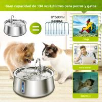 Fuente De Agua Automática Para Mascotas 4L En Acero Inoxidable Silenciosa Con Filtro Dispensador De Agua Para Gatos Y Perros - details 3