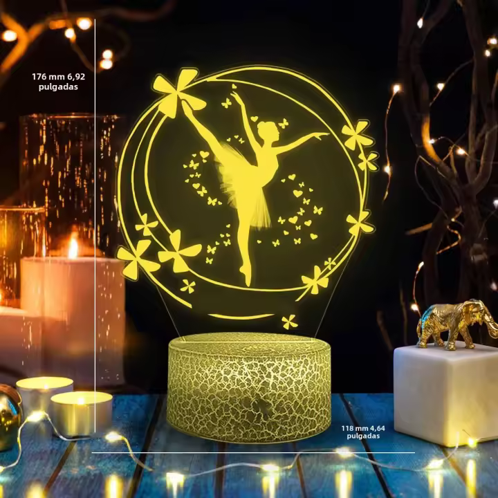 Lámpara De Noche LED 3D Ilusión Optica DIY Para Niños Decoración De Habitación Regalo De Cumpleaños Iluminación Para El Sueño - 1