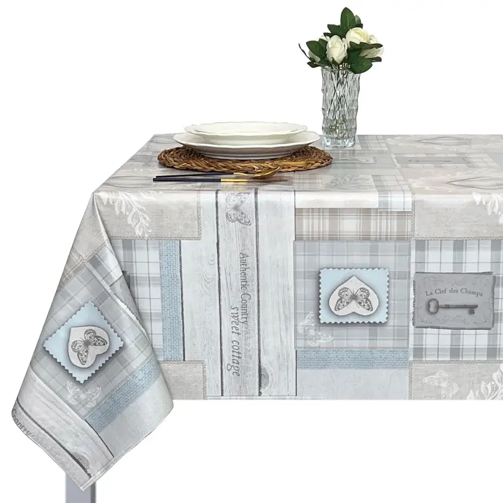 Mantel PVC, Mantel de hule lavable, Modernos, Para el hogar, Tapete de cocina, Comedor, Fácil de limpiar, Hule para tabla rectangular, Lamina superior 100%pvc, Resistente al agua, Corazón, Rosado, Gris. - 1