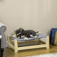 PawHut Cama Elevada para Perros Gatos Cama para Mascotas Medianas y Pequeños con Cojín Lavable Tela Oxford y Marco de Madera Carga 8 kg para Interior y Exterior 70x40x25 cm Gris - details 1