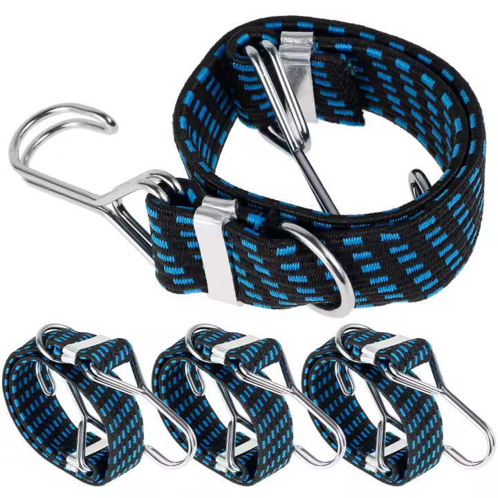Cuerda elástica de bungee con ancho 4-10pc diámetro 2,5 cm para motocicleta camping maletero de coche Correa antideslizante de alta - 1