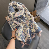Poncho De Cashmere Floral Impresión Para Mujer Bufanda De Lujo Cálida Pashmina Viaje Chal Envoltura Estilo Elegante 2023 - details 7