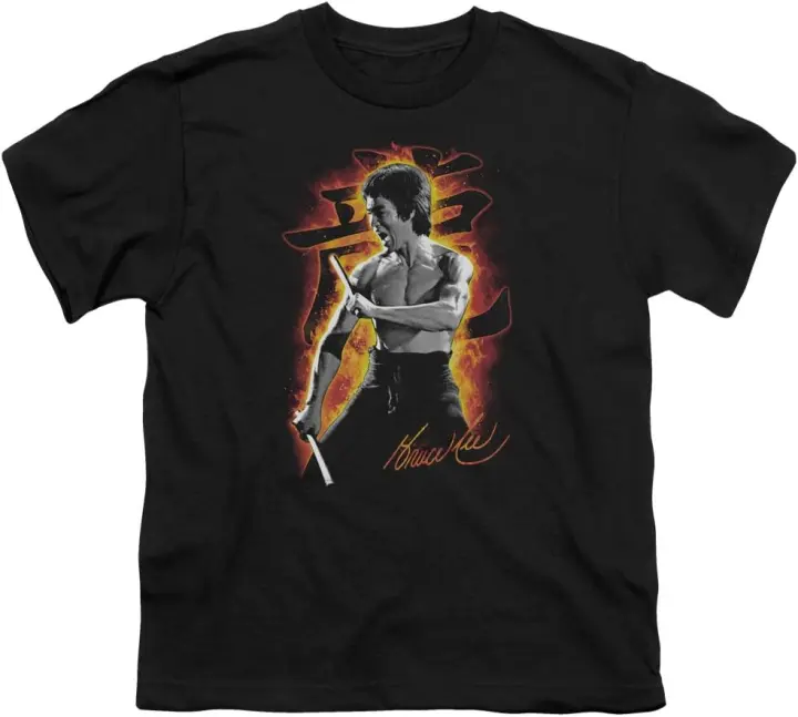 Camiseta de Dragón y Fuego Bruce Lee para Jóvenes Estilo de Moda para Hombres Sin Productos Peligrosos - 1