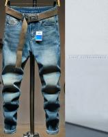 Jeans Azul Vintage Para Hombre Ajustados Pantalones De Motociclista De Moda Otoño Streetwear Para Piernas Pequeñas Estilo Coreano Denim Casual Cierre Con Cremallera mid Weight - details 3