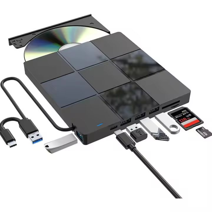 Disco Óptico Externo 7-en-1 USB 3.0 Tipo C Lector Y Grabador De CD DVD RW Para PC De Escritorio Y Portátil Compatibilidad Con DVD- RW Soporte De Corrección De Errores Hasta 8x - 1