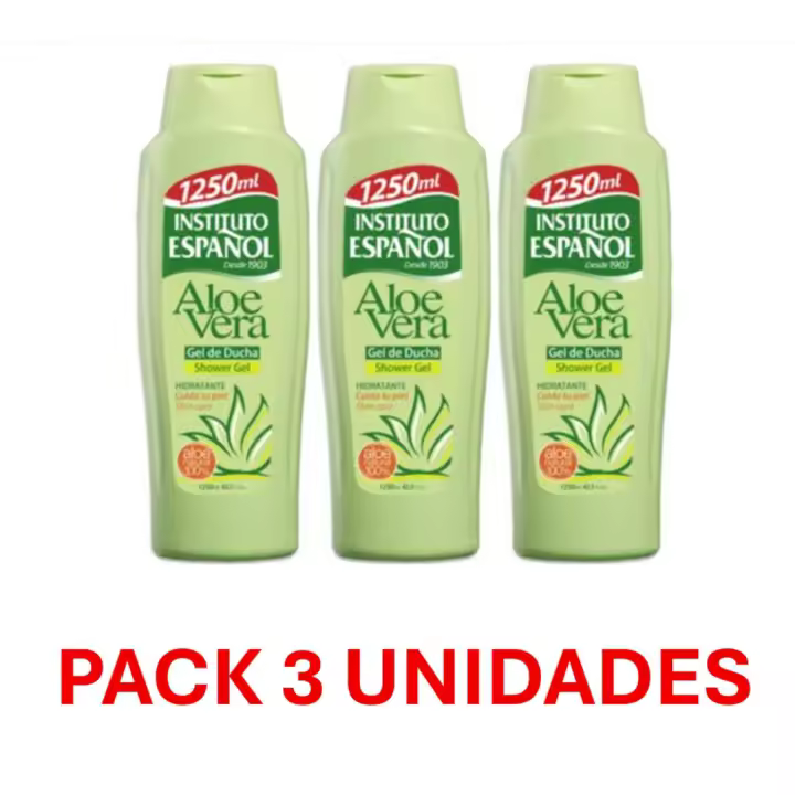 INTITUTO ESPAÑOL Gel de Ducha Aloe Vera 1250 ml – Pack 3 Unidades - 1