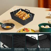 Almohadilla De Silicona Para Horno Y Air Fryer 4/2pc Bandeja De Hornear Antiadherente Para Pollo Frito Pizza Y Verduras Lavandería De Frutas - details 2