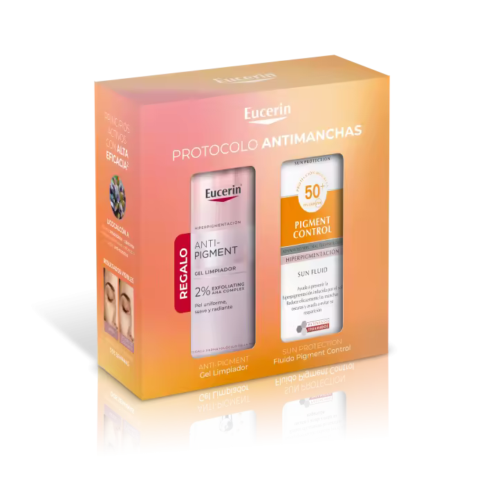 Eucerin Pack Sun Face Pigment Control Fluido SPF50+ 50ml + Anti Pigment Gel Limpiador Exfoliante 200 ml - 1