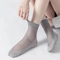 Calcetines Cortos Para Mujer Ultradelgados Y Elásticos De Encaje Transparente Calcetines De Verano Transpirables Antideslizantes Con Fondo De Tela Suave Algodón Y Spandex - details 10
