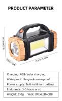 Linterna Solar LED Potente Portátil Con Luz De Trabajo COB Recargable USB 4 Modos De Iluminación Torcha Solar Para Exteriores - details 12
