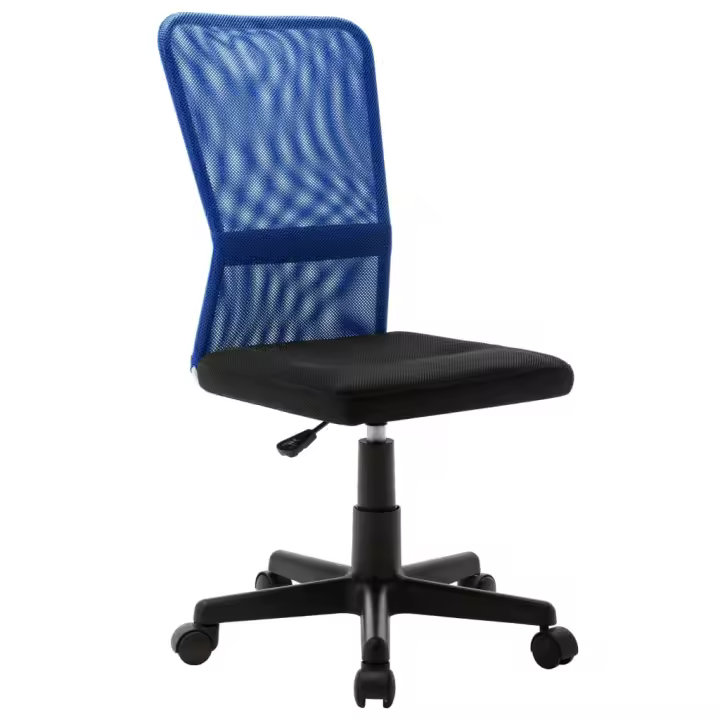 Silla de Oficina de tela de Malla Negra y Azul 44x52x100 cm - 1