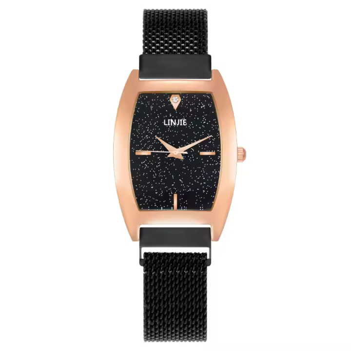 Reloj para mujer con letras romanas, estrellas y piedras brillantes, correa de brazalete, movimiento de cuarzo, un reloj de lujo y elegancia para la mujer - 1