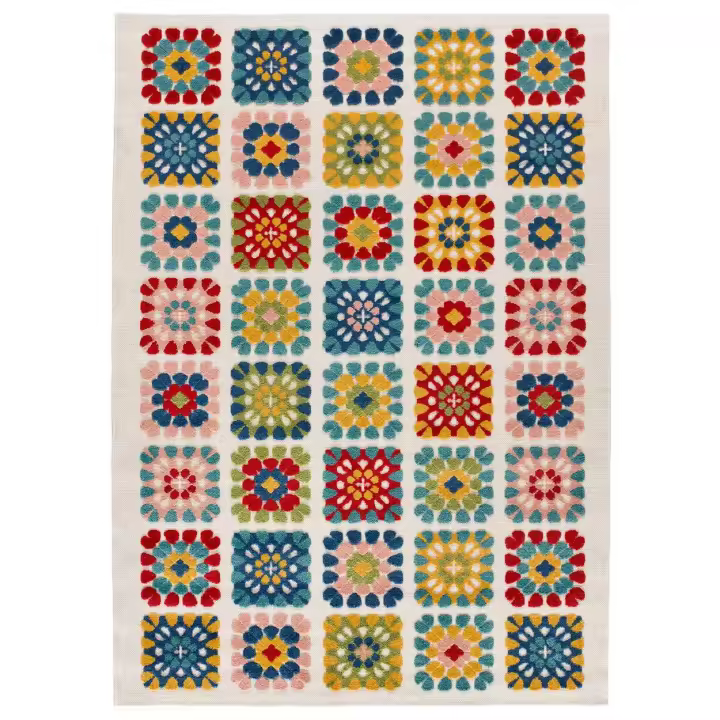 ATTICGO Alfombra de Interior de Estilo Geométrico con relieve en Multicolor - MILA 23528 | 80X150, 120X170, 160X230 cm - 1