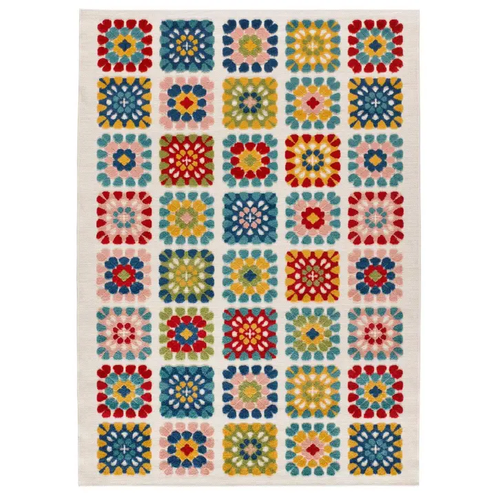 ATTICGO Alfombra de Interior de Estilo Geométrico con relieve en Multicolor - MILA 23528 | 80X150, 120X170, 160X230 cm - 1