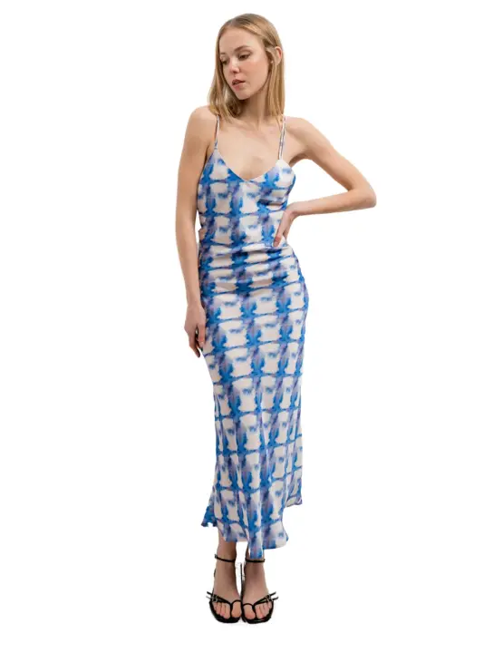 Vestido Tirantes Tye Dye Bdef Azul - Verano - Estampado Azul - 1