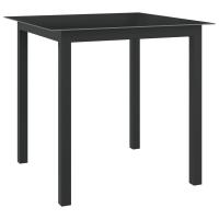 vidaXL Mesa de jardín de aluminio y vidrio 80x80x74 cm en color Negro/Gris claro | estructura resistente ideal para salón dormitorio o estudio - details 0