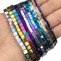 JHNBY Cuentas De Hierro Natural En Forma Cuadrada Color Azul Dorado Morado 2/3/4/6MM Para Creación De Joyería DIY Accesorios Sueltos - details 5