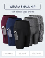 Shorts De Yoga Para Mujer Verano 2023 Cintura Alta Compresión Secado Rápido Running Fitness Con Diseño De Bolsillos - details 1