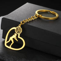 Llavero De Baloncesto De Acero Inoxidable Para Hombres Y Mujeres Colgante De Corazón Postura De Almohadilla Regalo Para Enthusiasts De Baloncesto - details 3