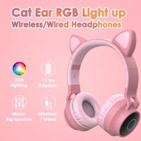 Orejas de gato auriculares Bluetooth para niños con micrófono de cable para uso escolar - auriculares Bluetooth de reducción de ruido para niños y niñas inalámbricos auriculares plegables para niños para tabletas de viaje en avión iPad Kindle - details 5