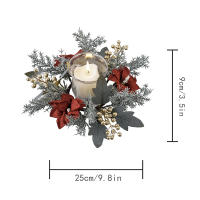 1Pc Guirnalda De Navidad Con Pino Y Vela Anillo De Flores Artificiales Decoración Para Mesa De Fiesta En Casa - details 7