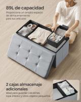 Banco de almacenaje plegable de terciopelo, taburete reposapiés con 2 cajas, 38x76x38 cm, soporta hasta 300 kg, ideal para entrada, sala de estar y dormitorio, disponible en gris paloma, gris pizarra y rosa caramelo - details 2