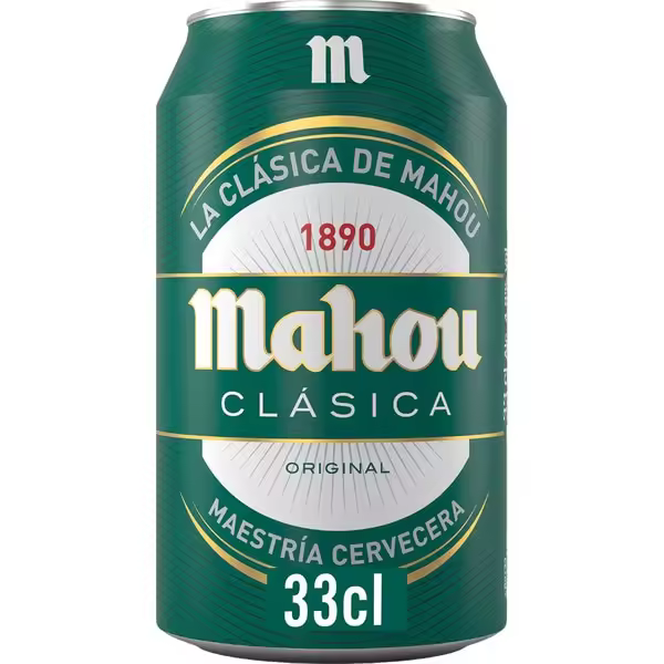 Mahou Clásica Cerveza Dorada Lager, Auténtica Cerveza Mahou Con Sabor Suave, Refrescante y Con Espuma Consistente, 4.8% Vol. Alcohol, Pack 24Latas x 33cl - 1