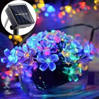 Cadenas De Luces Solares De 5M Con 20LED Para Exterior Impermeables 8 Modos Operadas Por Batería Flor De Cerezo Decoración De Jardín Y Fiesta Navideña - details 0