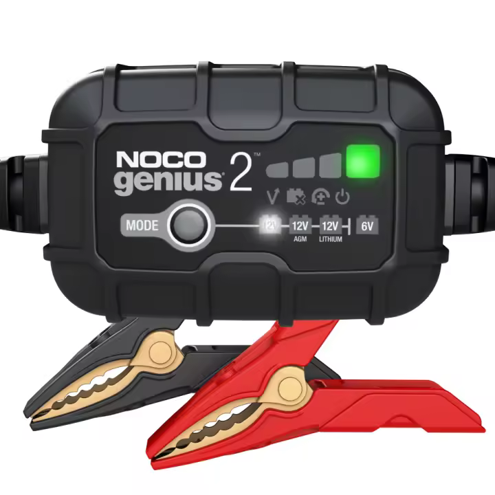 NOCO GENIUS2: Cargador de Batería 2A, 6V y 12V, Mantenedor y Desulfatador para Baterías de Plomo-Ácido y Litio de Coche y Moto - 1