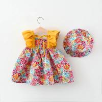 Vestido De Princesa Sin Mangas Para Bebés Niñas Verano Con Estampado De Flores A-Line Talla True Cotton Polyester Hat Incluido 0-3 Años - details 2