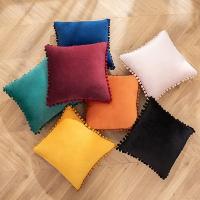 Funda De Cojín De Velours Con Pompom Tamaño 30x50cm 45x45cm 50x50cm Lujo Rustico Para Sofa Dormitorio Y Coche Estilo Americano - details 3
