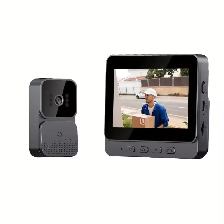 Timbre de Video Inalámbrico con Cámara 1080P Videoportero Inalámbrico with Pantalla IPS de 4,3 Pulgadas de Video,Audio Bidireccional,Visión Nocturna,70 ° Gran Angular,Conexión Bluetooth,No Requiere WiFi - 1