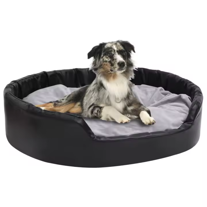 vidaXL Cama para perros felpa y cuero sintético negro gris 99x89x21 cm - 1