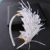 Corona De Crystals Para Novia Adornos De Cabello De Boda Con Perlas Y Plumas Aro De Pelo Para Mujeres Accesorios De Vestido - details 5